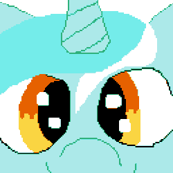 Size: 768x768 | Tagged: safe, artist:castafae, lyra heartstrings, unicorn, g4, animated, close-up, female, gif, horn, looking at you, mare, pixel art, simple background, solo, transparent background