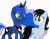 Size: 5613x4386 | Tagged: safe, artist:creedyboy124, princess luna, oc, oc:chloe park, alicorn, pegasus, g4, concave belly, crown, duo, ethereal mane, ethereal tail, female, folded wings, height difference, jewelry, long mane, mare, pegasus oc, peytral, physique difference, regalia, simple background, slender, starry mane, starry tail, tail, thin, transparent background, wings