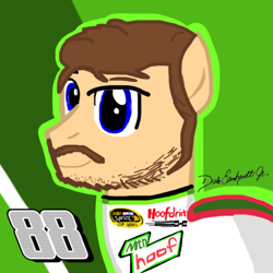 Size: 1024x1024 | Tagged: safe, artist:aurorafoxx, g4, dale earnhardt jr, hendrick motorsports, motorsport, mountain dew, nascar, racing suit