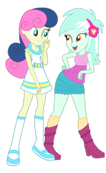 Size: 2177x3525 | Tagged: safe, artist:gmaplay, bon bon, lyra heartstrings, sweetie drops, equestria girls, g4, clothes, female, lesbian, seduction, seductive pose, ship:lyrabon, shipping, simple background, transparent background