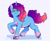 Size: 3556x2919 | Tagged: safe, artist:daisy_marshmallow, misty brightdawn, pony, unicorn, g5, abstract background, bracelet, chubby, cute, female, freckles, friendship bracelet, horn, jewelry, looking at you, mare, mistybetes, rebirth misty, running, smiling, smiling at you, solo, unshorn fetlocks