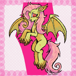 Size: 2000x2000 | Tagged: safe, artist:redactedhaunt, fluttershy, bat pony, pony, g4, bat ponified, flutterbat, race swap, solo