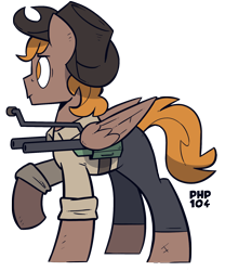 Size: 1500x1800 | Tagged: safe, artist:php104, oc, oc only, oc:calamity, pegasus, pony, fallout equestria, g4, battle saddle, clothes, hat, simple background, solo, transparent background
