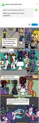 Size: 1111x3522 | Tagged: safe, artist:ask-luciavampire, oc, earth pony, pegasus, undead, unicorn, vampire, vampony, ask, food, horn, sleeping, town, tumblr