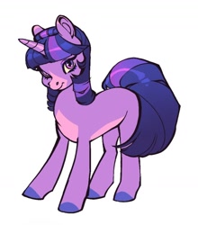 Size: 1440x1637 | Tagged: safe, artist:ohmeiios, twilight sparkle, pony, unicorn, g4, horn, simple background, smiling, solo, unicorn twilight, white background