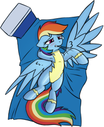Size: 1744x2113 | Tagged: safe, artist:superderpybot, rainbow dash, pegasus, pony, g4, /mlp/ latex requests, armpits, beach towel, biting, blushing, bodysuit, clothes, cooler, digital art, female, fetish, latex, latex fetish, latex suit, mare, request, see-through, shiny, simple background, solo, spread wings, transparent background, uniform, wings, wonderbolts, wonderbolts uniform