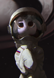 Size: 3000x4279 | Tagged: safe, artist:rvsd, oc, oc only, oc:violett spectrum, astronaut, cosmonaut, flag, high res, male, russian flag, saturn, smiling, solo, space, space helmet, spacesuit, stallion, stars