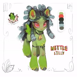 Size: 2048x2048 | Tagged: safe, artist:505p0ni, oc, oc only, oc:nettle lilly, pegasus, pony, armband, bell, bell collar, collar, commission, female, mare, red eyes, reference sheet, simple background, slit pupils, solo, unshorn fetlocks, white background