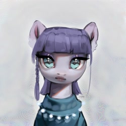 Size: 1440x1440 | Tagged: safe, artist:505p0ni, maud pie, earth pony, pony, g4, abstract background, bust, clothes, dress, female, looking at you, mare, solo