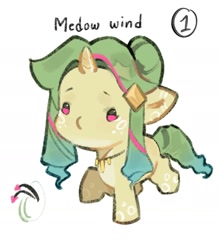 Size: 1440x1654 | Tagged: safe, artist:505p0ni, oc, oc only, oc:medow wind, pony, unicorn, adoptable, female, horn, jewelry, mare, necklace, simple background, solo, white background