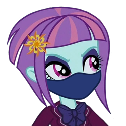 Size: 2160x2160 | Tagged: safe, edit, edited screencap, screencap, sunny flare, equestria girls, g4, angry eyes, background removed, clothes, coronavirus, covid-19, crystal prep, crystal prep academy students, crystal prep academy uniform, crystal prep shadowbolts, eyeshadow, face mask, makeup, mask, school uniform, simple background, solo, transparent background
