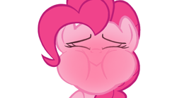 Size: 1620x902 | Tagged: safe, edit, edited screencap, part of a set, screencap, pinkie pie, earth pony, pony, g4, sweet and elite, blushing, closed mouth, eyes closed, female, holding breath, mare, puffy cheeks, red face, simple background, solo, white background