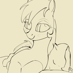 Size: 2000x2000 | Tagged: safe, artist:rapt, rainbow dash, g4, beige background, lineart, lying down, simple background, solo