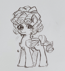 Size: 1265x1380 | Tagged: safe, artist:蜀灰, cozy glow, pegasus, pony, g4, crying, female, filly, foal, looking at you, sketch, solo, traditional art