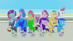 Size: 1920x1080 | Tagged: safe, artist:carrotorangelight, hitch trailblazer, izzy moonbow, misty brightdawn, pipp petals, sunny starscout, zipp storm, oc, oc:blue flutterfly, oc:bluebright cobalt, oc:dream star, oc:galaxy asteri, oc:medical flower, oc:vegetable lotus, alicorn, earth pony, pegasus, pony, unicorn, g5, easter, female, holiday, horn, male, pointy ponies, race swap, rebirth misty, sunnycorn