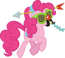 Size: 3385x3000 | Tagged: safe, artist:cloudy glow, pinkie pie, earth pony, g4, griffon the brush off, .ai available, arrow, facial hair, female, glasses, moustache, red nose, simple background, solo, transparent background, trotting, vector