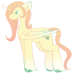 Size: 1444x1417 | Tagged: safe, artist:clandestine, derpibooru exclusive, fluttershy, pegasus, pony, g4, alternate cutie mark, angry, blue eyes, closed mouth, colored wings, ears back, female, folded wings, gradient fetlocks, gradient legs, gradient lineart, gradient mane, gradient markings, gradient tail, gradient wings, hooves, leg gradient, long mane, long tail, looking down, mare, pink mane, pink tail, simple background, solo, standing, tail, transparent background, unshorn fetlocks, wavy mane, wavy tail, wings, yellow coat