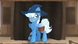 Size: 1280x720 | Tagged: safe, artist:lbrcloud, oc, oc only, pegasus, pony, bag, bracelet, gritted teeth, hat, jewelry, male, pegasus oc, smiling, solo, stallion, teeth