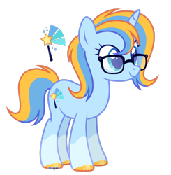 Size: 1404x1430 | Tagged: safe, artist:donquani, oc, oc only, oc:leger demain, pony, unicorn, base used, blue coat, cutie mark, glasses, horn, reference sheet, simple background, smiling, solo, transparent background, unicorn oc