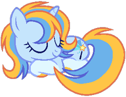 Size: 303x235 | Tagged: safe, artist:cosmichorrawr, oc, oc only, oc:leger demain, pony, unicorn, aliasing, base used, blue coat, horn, simple background, sleeping, smiling, solo, transparent background, unicorn oc