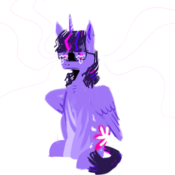 Size: 3000x3000 | Tagged: safe, artist:frostharbourer, twilight sparkle, alicorn, pony, g4, crying, female, frown, glasses, mare, simple background, solo, twilight sparkle (alicorn), white background