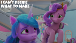 Size: 1920x1080 | Tagged: safe, edit, edited screencap, editor:quoterific, screencap, izzy moonbow, pipp petals, g5, izzy does it, my little pony: make your mark, my little pony: make your mark chapter 2