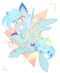 Size: 2304x2814 | Tagged: safe, artist:singingsun, oc, oc only, pegasus, pony, abstract background, commission, flying, full body, looking at you, male, phone, simple background, smiling, smiling at you, solo, white background