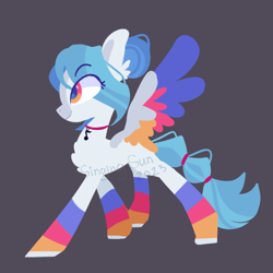 Size: 1450x1452 | Tagged: safe, artist:singingsun, oc, oc only, oc:colour musick, pegasus, pony, chest fluff, concave belly, female, gray background, simple background, slender, solo, thin