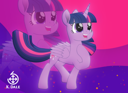 Size: 2600x1900 | Tagged: safe, artist:k. dale, derpibooru exclusive, twilight sparkle, alicorn, pony, g4, female, happy, mare, movie accurate, solo, twilight sparkle (alicorn), zoom layer