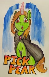 Size: 2546x4027 | Tagged: safe, artist:edgarkingmaker, oc, oc only, badge, female, solo, traditional art, watercolor painting