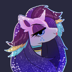 Size: 1280x1280 | Tagged: safe, artist:peanutfrogy, rarity, pony, unicorn, g4, alternate hairstyle, alternative cutie mark placement, bust, choker, chromatic aberration, colored ears, cute, ear fluff, eyeshadow, fabulous, facial markings, female, goth, gothic, horn, makeup, raribetes, sassy, simple background, solo, stars, stupid sexy rarity, tongue out