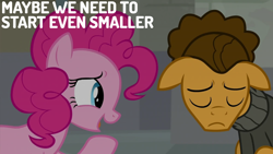 Size: 2000x1125 | Tagged: safe, edit, edited screencap, editor:quoterific, screencap, cheese sandwich, pinkie pie, earth pony, pony, g4, the last laugh
