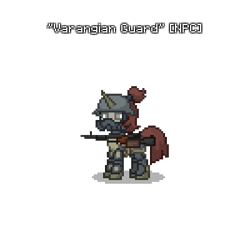 Size: 400x400 | Tagged: safe, oc, oc only, unicorn, ashes town, fallout equestria, armor, armored pony, fallout, female, horn, lore, npc, simple background, solo, transparent background, unicorn oc, weapon