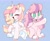 Size: 2144x1741 | Tagged: safe, artist:sakukitty, oc, oc only, oc:ninny, oc:saku, alicorn, pegasus, pony, alicorn oc, blue background, bowtie, chest fluff, clothes, duo, duo female, eye clipping through hair, eyebrows, eyebrows visible through hair, female, floppy ears, folded wings, horn, light blue background, looking at you, mare, no pupils, one eye closed, open mouth, open smile, pegasus oc, race swap, raised hoof, signature, simple background, sitting, smiling, smiling at you, socks, striped socks, unshorn fetlocks, wings, wink, winking at you
