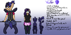 Size: 2000x1000 | Tagged: safe, artist:lazerblues, oc, oc only, oc:mal, oc:vortex, satyr, gradient background, horn, parent:oc:nyx, reference sheet, wings