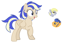 Size: 1024x695 | Tagged: safe, artist:sapphiretwinkle, derpy hooves, flash sentry, oc, pegasus, pony, g4, cute, ear piercing, earring, female, jewelry, mare, ocbetes, offspring, parent:derpy hooves, parent:flash sentry, parents:derpsentry, piercing, simple background, transparent background