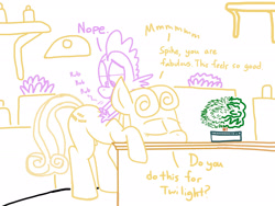 Size: 2160x1620 | Tagged: safe, artist:adorkabletwilightandfriends, artist:iamscar2017, bon bon, spike, sweetie drops, earth pony, pony, comic:adorkable twilight and friends, g4, adorkable friends, back massage, comic, dialogue, eyes closed, leaning, lidded eyes, lineart, massage, mlpeg, pampering, relaxation, relaxing, rub, rubbing, slice of life, smiling, spa
