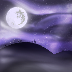 Size: 2048x2048 | Tagged: safe, artist:knife smile, commission, mare in the moon, moon, mountain, mountain range, no pony, stars