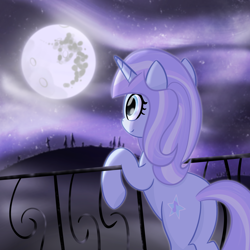Size: 2048x2048 | Tagged: safe, artist:knife smile, oc, oc only, oc:星雪, pony, unicorn, bipedal, bipedal leaning, butt, commission, female, horn, leaning, mare, mare in the moon, moon, mountain, mountain range, plot, solo, stars, unicorn oc