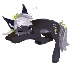 Size: 2500x2500 | Tagged: safe, artist:sivelu, oc, oc only, earth pony, pony, lying down, prone, simple background, sleeping, solo, white background