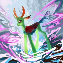 Size: 3000x3000 | Tagged: safe, artist:sivelu, thorax, changedling, changeling, pony, abstract background, horns, king thorax, male, solo, stallion
