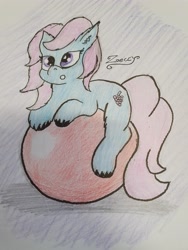 Size: 3024x4032 | Tagged: safe, artist:zeccy, oc, oc only, earth pony, pony, ball, female, solo, traditional art