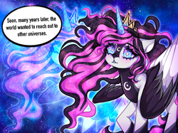 Size: 960x719 | Tagged: safe, artist:natures_love, oc, alicorn, pony, alicorn oc, female, horn, mare, solo, space, wings