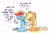 Size: 1631x1077 | Tagged: safe, artist:appledash3r_, applejack, rainbow dash, earth pony, pegasus, pony, g4, applejack's hat, bandage, bandaid, cowboy hat, dialogue, duo, female, freckles, hat, lesbian, mare, ship:appledash, shipping, sitting, speech bubble