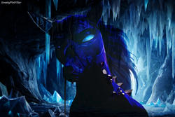 Size: 1536x1024 | Tagged: safe, ai assisted, ai content, artist:emptyplotfiller, windigo, fanfic:crossing the trixie bridge:a new life in the crystal empire, g4, cave, corrupted, mount everhoof, solo, story included