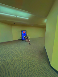 Size: 900x1200 | Tagged: safe, artist:ghostyglue, oc, cow, pony, confused, liminal space, pepsi, soda, solo, the backrooms