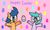 Size: 1284x760 | Tagged: source needed, safe, artist:gillianthecreator36, aura (g4), first base, earth pony, pegasus, pony, g4, adorabase, arms in the air, aurabetes, best friends, cheerful, cute, duo, easter, easter egg, egg, excited, female, filly, foal, hands in the air, happy, happy easter, holiday, open mouth, open smile, pegasus first base, pink background, race swap, simple background, smiling, wind, windswept hair, windswept mane