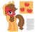 Size: 640x600 | Tagged: safe, artist:fizzled_kitty, edit, applejack, earth pony, pony, alternate color palette, blue eyes, brown hair, cutie mark, female, google translate, hat, horse hat, implied big macintosh, implied granny smith, implied winona, recolor, red head, simple background, solo, white background
