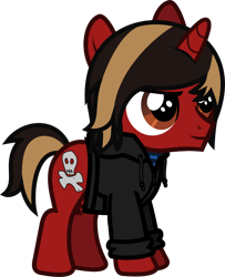 Size: 619x762 | Tagged: safe, artist:lightningbolt, derpibooru exclusive, pony, unicorn, g4, .svg available, all time low, clothes, colt, dyed mane, dyed tail, foal, hood, hoodie, horn, jack barakat, male, ponified, shirt, show accurate, simple background, smiling, solo, standing, svg, tail, transparent background, undershirt, vector