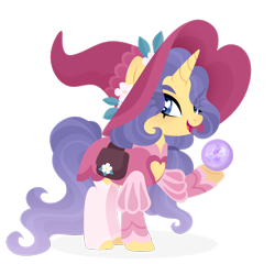 Size: 1920x1844 | Tagged: safe, artist:kabuvee, oc, oc only, pony, unicorn, clothes, dress, female, hat, horn, mare, simple background, solo, transparent background, witch hat